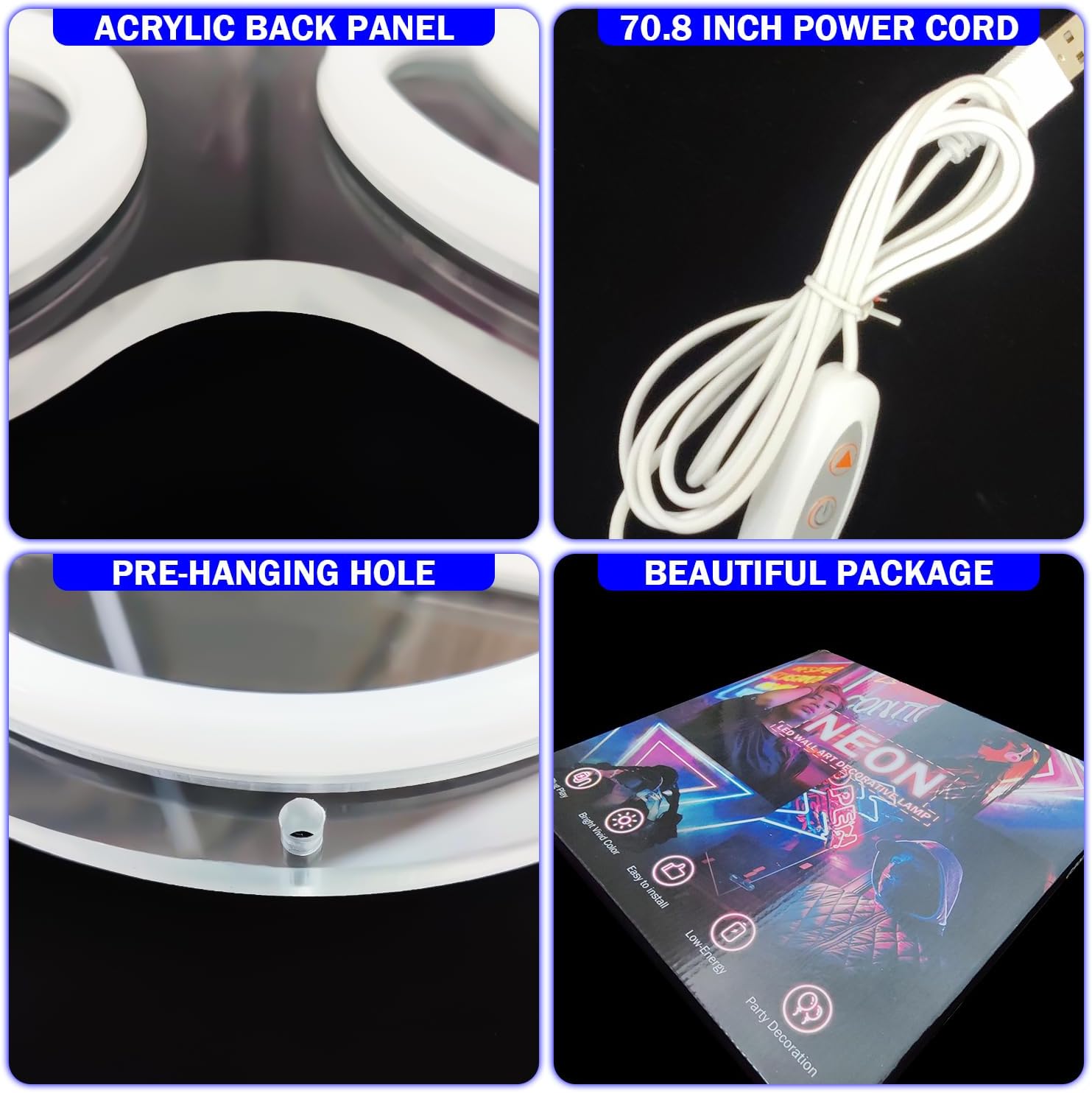 LED Neon Signs – Baseball MLB Logo / Luma Star / Hello Beautiful / Graffiti Heart – USB-Powered, Dimmable Wall Décor