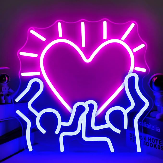 LED Neon Signs – Baseball MLB Logo / Luma Star / Hello Beautiful / Graffiti Heart – USB-Powered, Dimmable Wall Décor