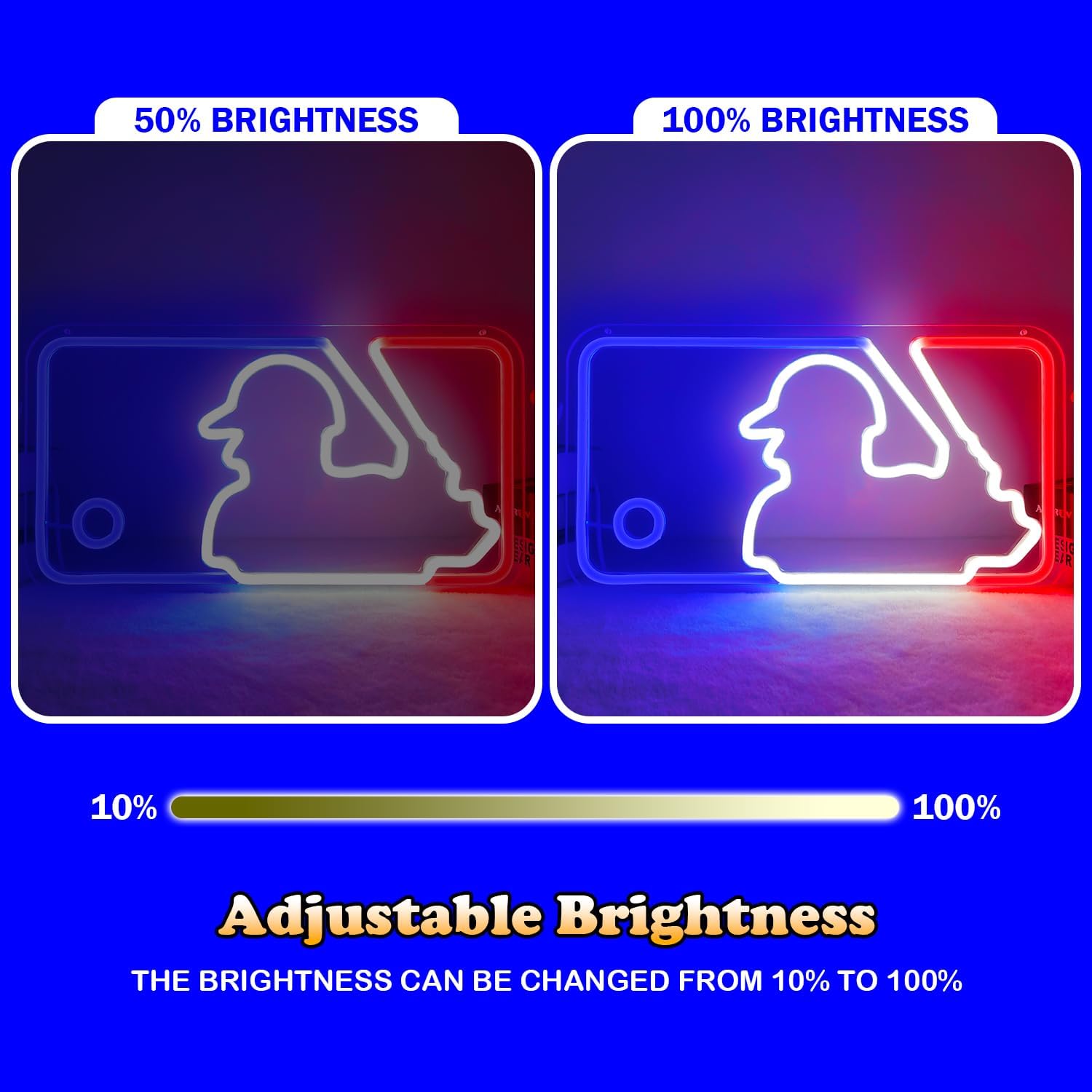 LED Neon Signs – Baseball MLB Logo / Luma Star / Hello Beautiful / Graffiti Heart – USB-Powered, Dimmable Wall Décor