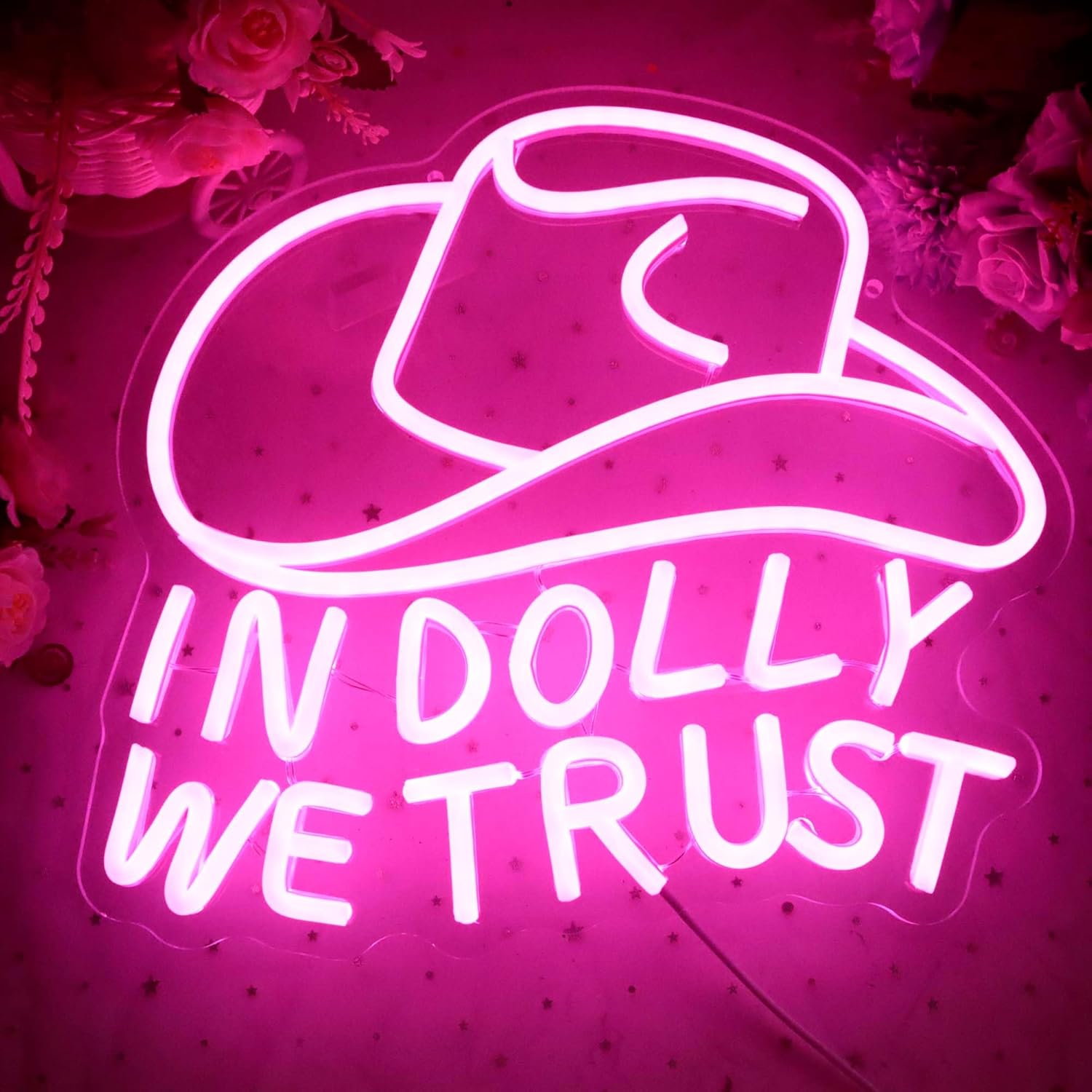 LED Neon Signs – Cowgirl Boots / Leave a Message / Girls Just Wanna Have Fun / Movie Night / Dolly Do / Dolly Hat – USB-Powered, Dimmable Wall Décor