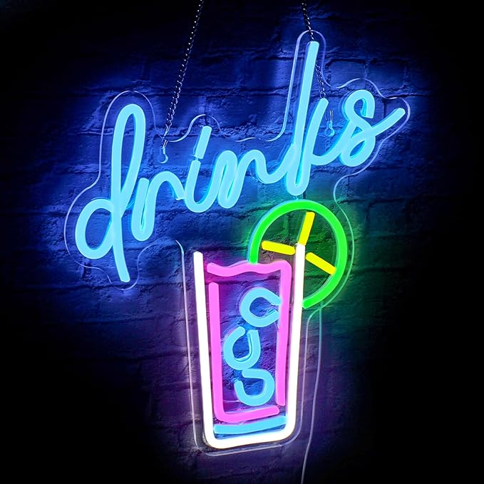 LED Neon Signs – Merry Christmas / God's Plan / Drinks / Skull Apple / Welcome Foolish Mortals / Plane Window Clouds / Little Dramatic / All You Need is Nails / Falling into Hole / Salon Hand / Wake in Bake / Licked / Pink Hand / Hamsa Blue