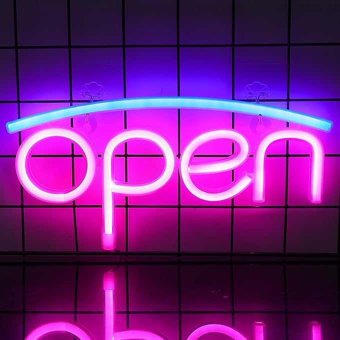 LED Neon Signs – Open / Happy Hour / Cocktails / Guitar / Rock / Bar / Girl – USB-Powered, Dimmable Wall Décor