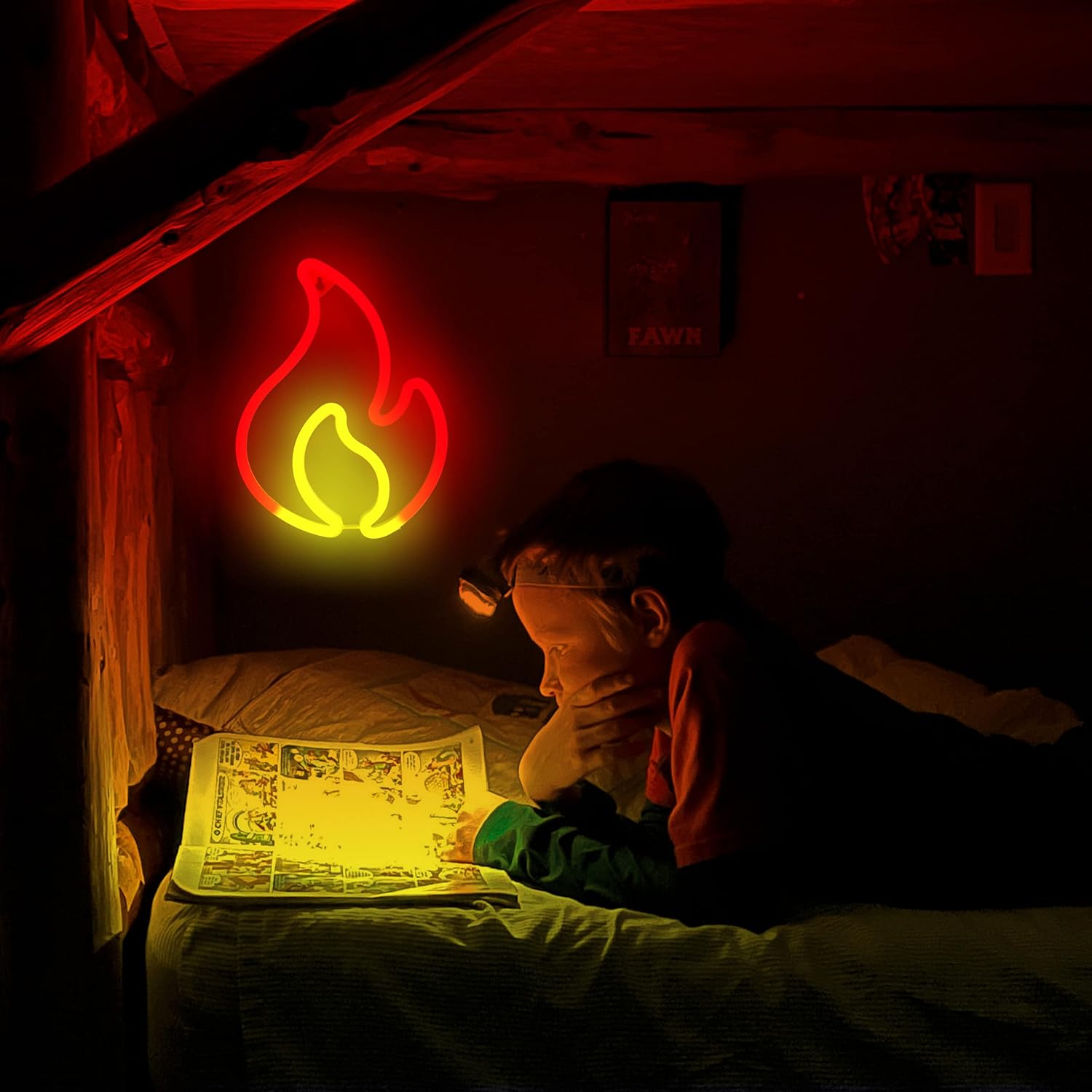 Flame-Shaped LED Neon Sign – USB/Battery Powered Wall Light for Kids’ Room, Party & Bar Decor