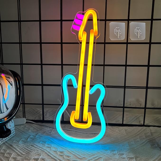LED Neon Signs – Open / Happy Hour / Cocktails / Guitar / Rock / Bar / Girl – USB-Powered, Dimmable Wall Décor