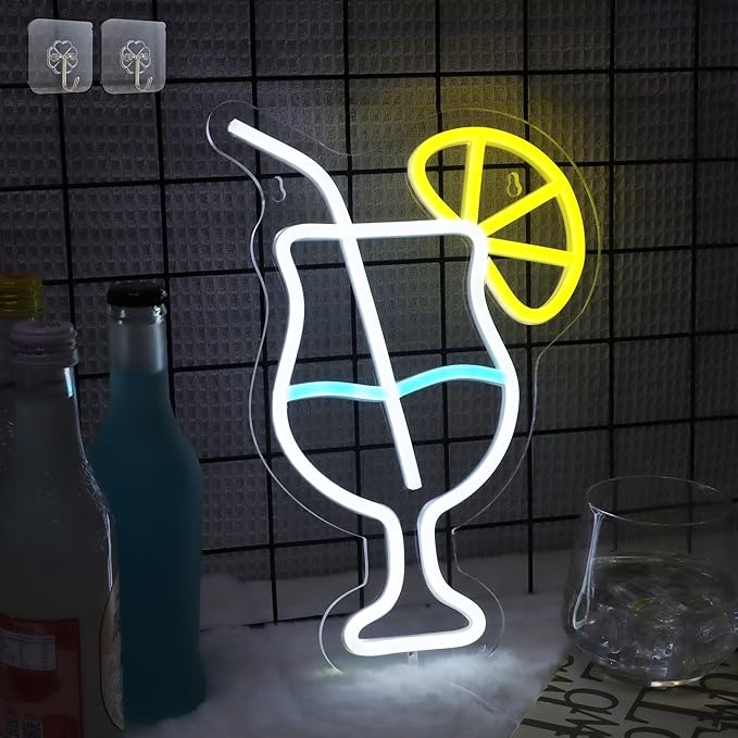 LED Neon Signs – Open / Happy Hour / Cocktails / Guitar / Rock / Bar / Girl – USB-Powered, Dimmable Wall Décor
