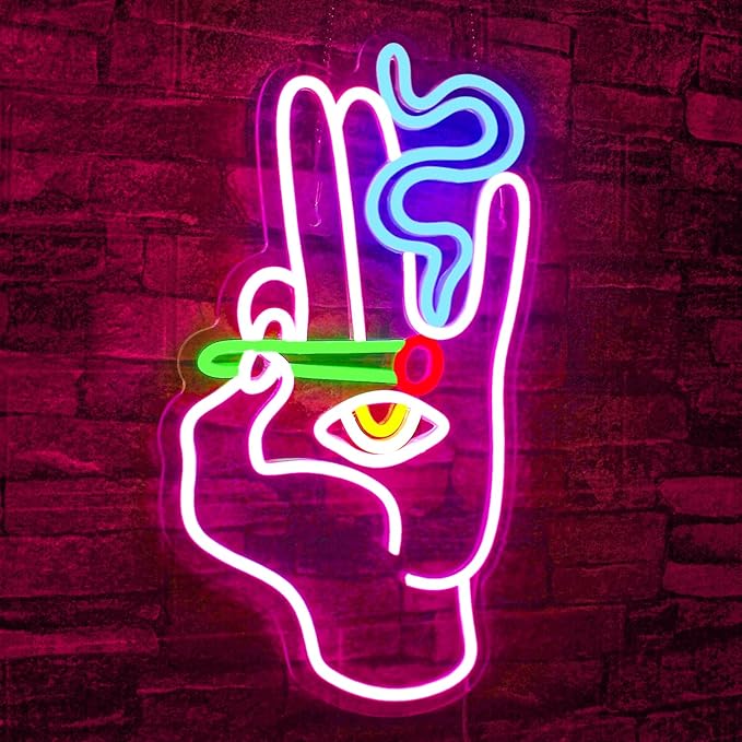 LED Neon Signs – Merry Christmas / God's Plan / Drinks / Skull Apple / Welcome Foolish Mortals / Plane Window Clouds / Little Dramatic / All You Need is Nails / Falling into Hole / Salon Hand / Wake in Bake / Licked / Pink Hand / Hamsa Blue
