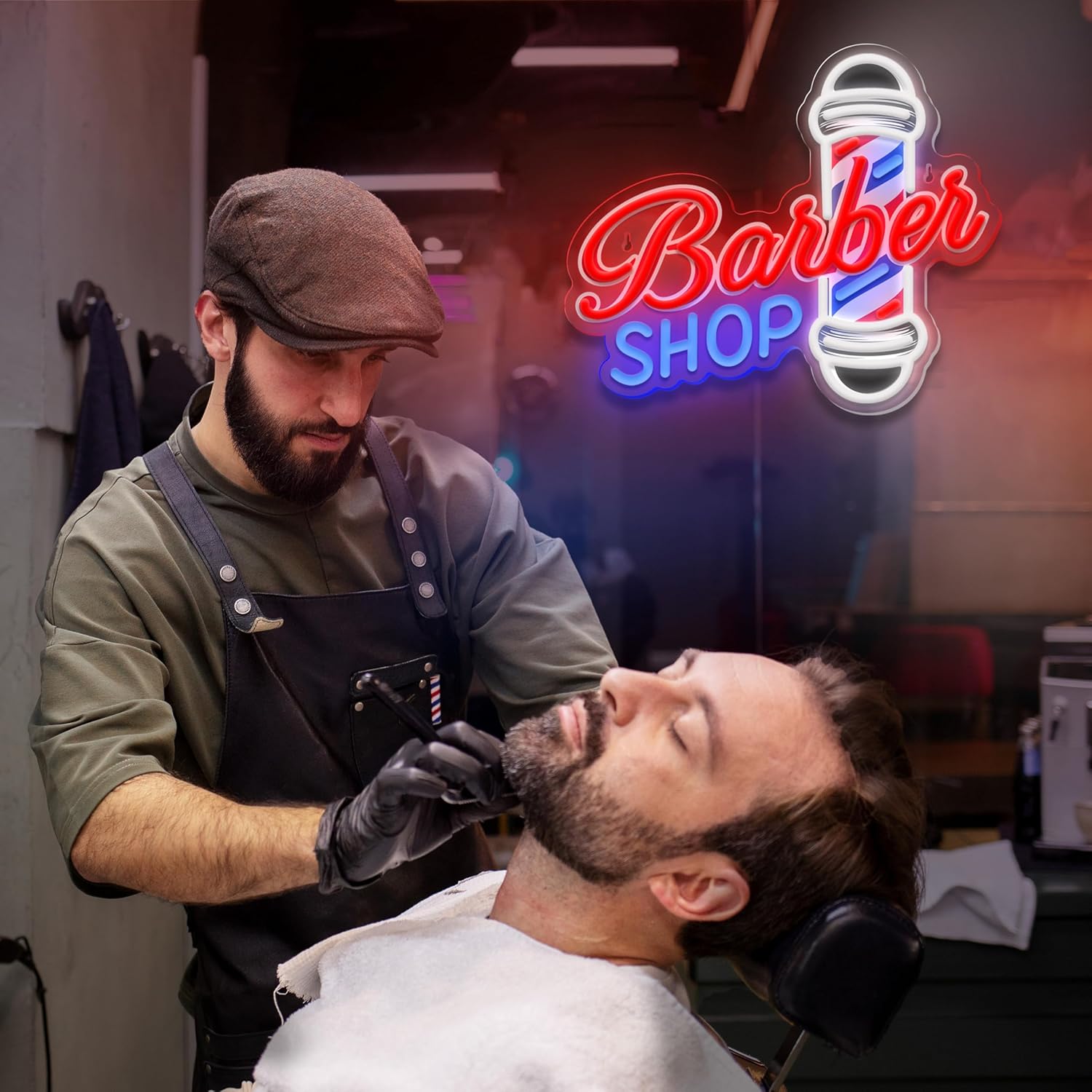 Barber Shop LED Neon Sign – Dimmable Light for Hair Salon, Studio & Business Decor
