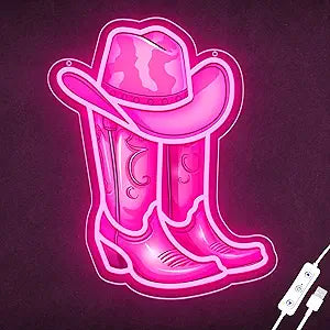 LED Neon Signs – Cowgirl Boots / Leave a Message / Girls Just Wanna Have Fun / Movie Night / Dolly Do / Dolly Hat – USB-Powered, Dimmable Wall Décor