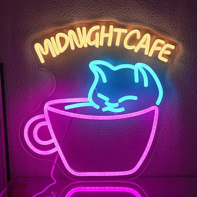 LED Neon Signs – Smoke Hand / Cinema / Cup Cat / Music Studio / Soju / Restroom Logo / Kitchen – USB-Powered, Dimmable Wall Décor