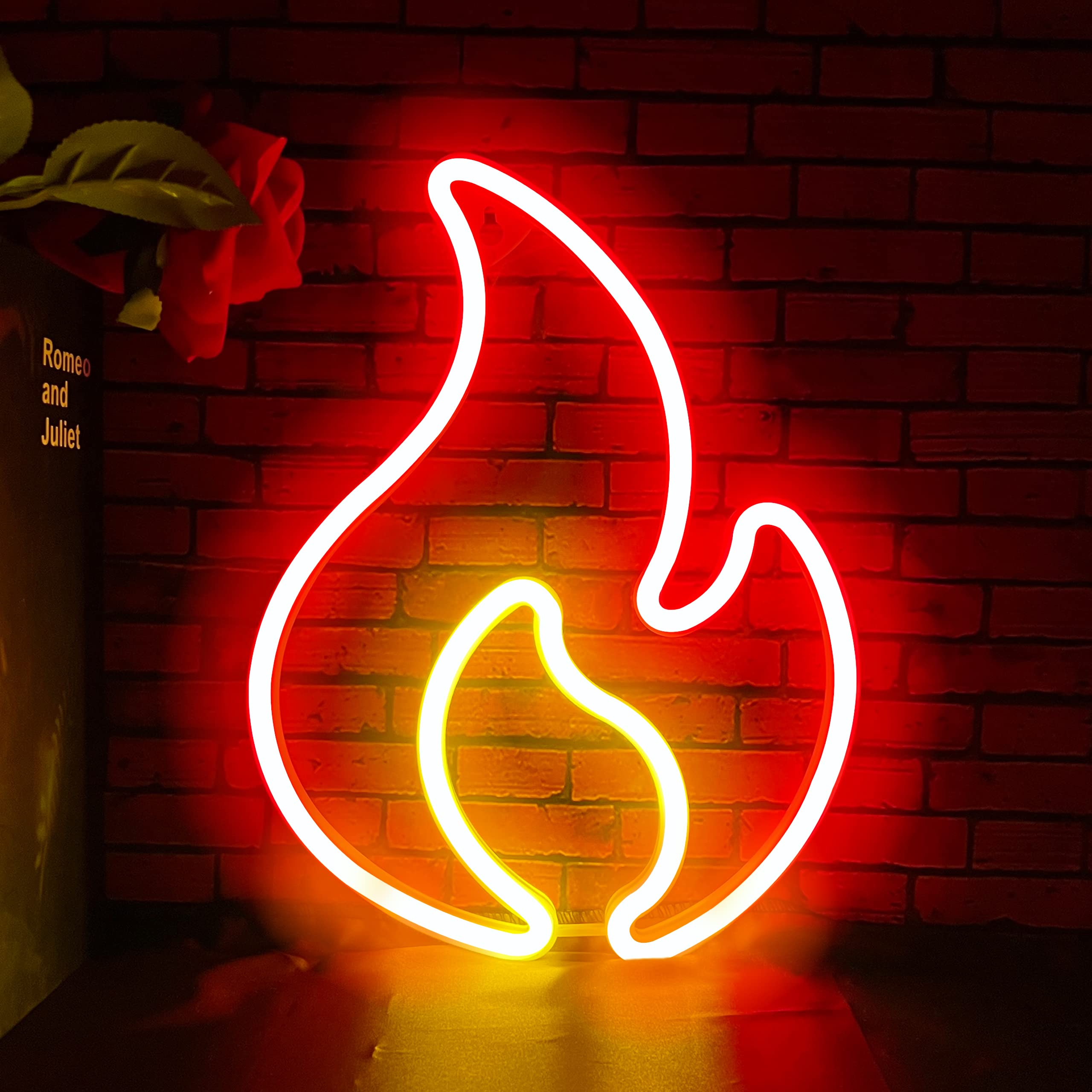 Flame-Shaped LED Neon Sign – USB/Battery Powered Wall Light for Kids’ Room, Party & Bar Decor