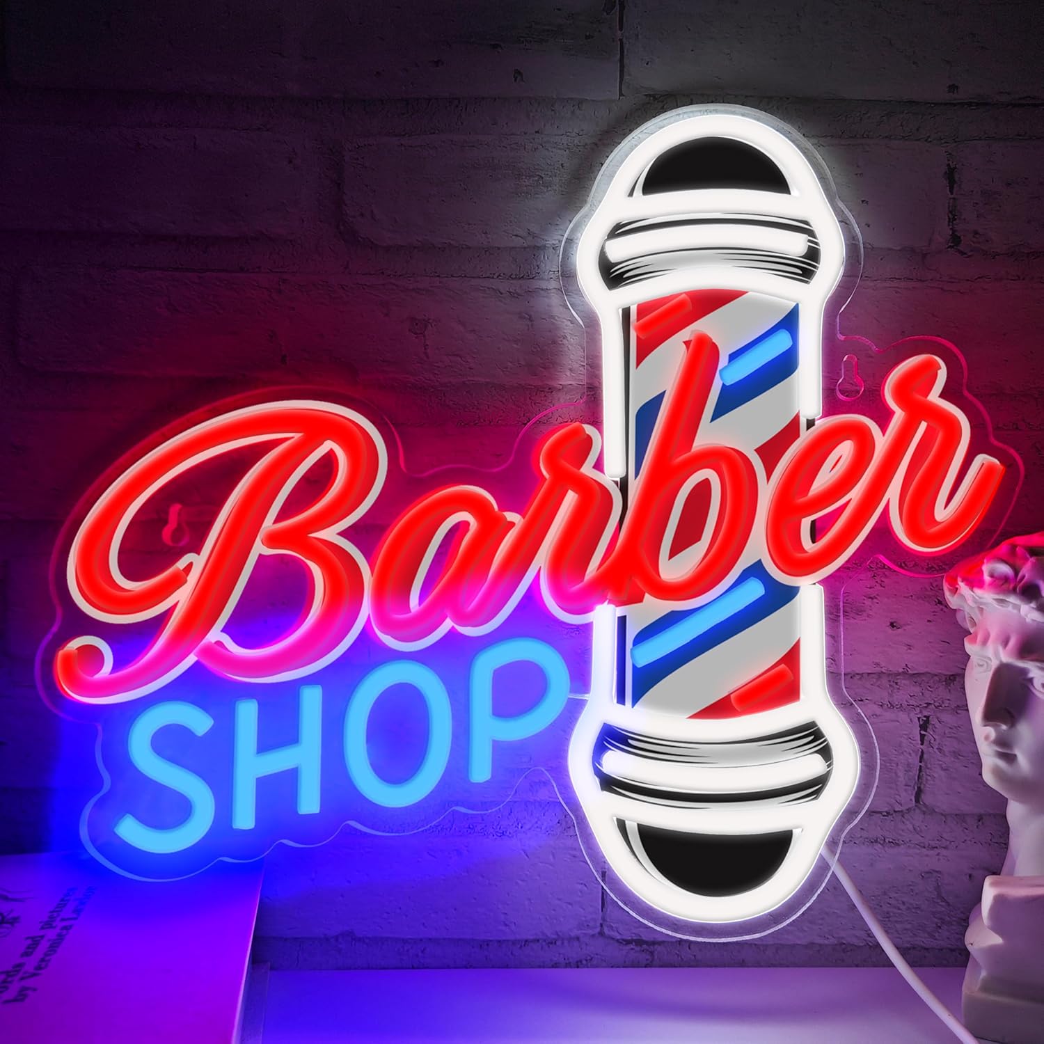 Barber Shop LED Neon Sign – Dimmable Light for Hair Salon, Studio & Business Decor