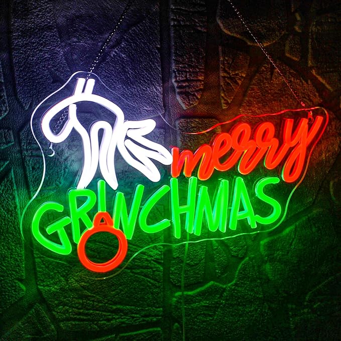 LED Neon Signs – Merry Christmas / God's Plan / Drinks / Skull Apple / Welcome Foolish Mortals / Plane Window Clouds / Little Dramatic / All You Need is Nails / Falling into Hole / Salon Hand / Wake in Bake / Licked / Pink Hand / Hamsa Blue