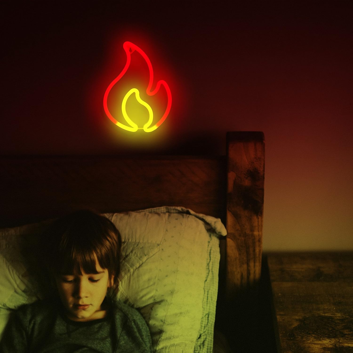 Flame-Shaped LED Neon Sign – USB/Battery Powered Wall Light for Kids’ Room, Party & Bar Decor